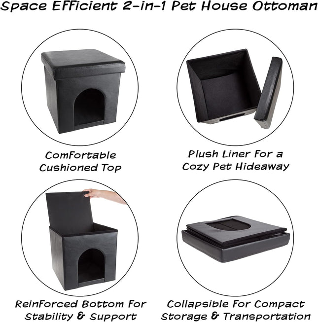 Cat House Ã¢ÂÂ Collapsible Multipurpose Small Dog or Cat Ottoman with Footrest