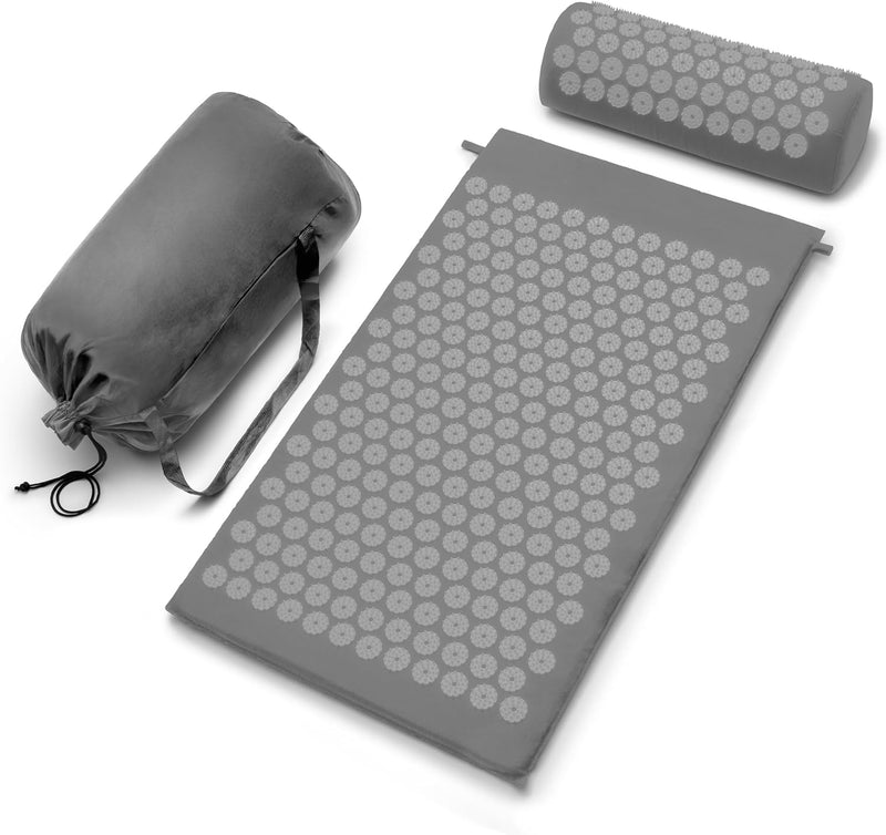 Sivan Health and Fitness Acupressure Mat and Pillow Set - Grounding Mat for Stress, Back & Neck Pain - Acupuncture Point Massage Mat for Muscle