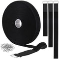 YMCRLUX 1"x32ft Hook and Loop Straps with 50 Metal Buckles, Adjustable Fastening Cable Straps, Cut-to-Length Cinch Strap, Reusable Nylon Securing