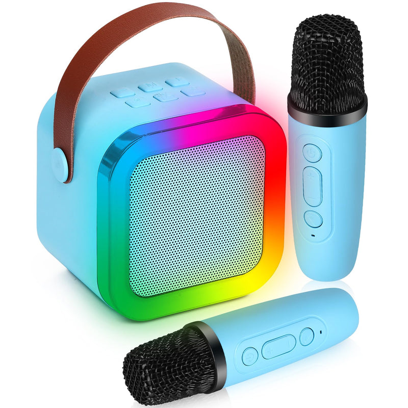Mini Karaoke Machine with 2 Wireless Microphones for Kids Adults, Kids Karaoke Machine for Girls 18 Pre-Loaded Songs 4, 5, 6, 7, 8, 10, 12+ Years