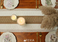 FEXIA Boho Table Runner for Home Decor with Tassels 72 Inches Farmhouse Long Pottery Barn Furniture Rustic Macrame Burlap Table Decoration for