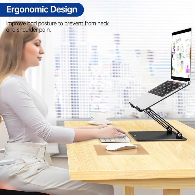 BESIGN LS10 Aluminum Laptop Stand, Ergonomic Adjustable Notebook Stand, Computer Holder Compatible with Air, Pro, Dell, 
