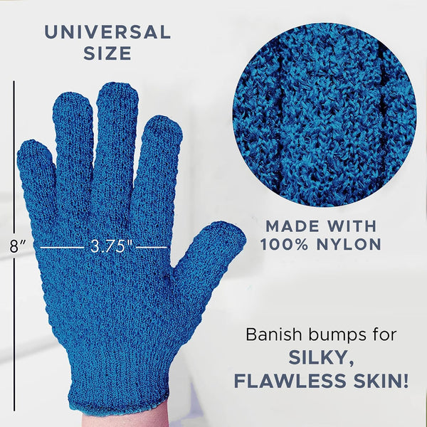 Beauty by Earth Exfoliating Glove (4 pcs, 2 Pairs) - Heavy Shower Gloves for Body Scrub | Exfoliates & Removes Dead Skin