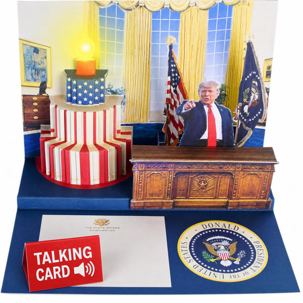 Donald Trump Pop Up Birthday Card with Real Voice & Music - 3D Oval Office