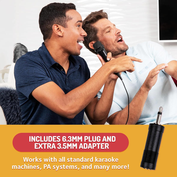 Singing Machine Wired Microphone for Karaoke, (Black) - Unidirectional Dynamic Vocal Microphone - Plug-In Microphone for Karaoke Machine, AMP, &
