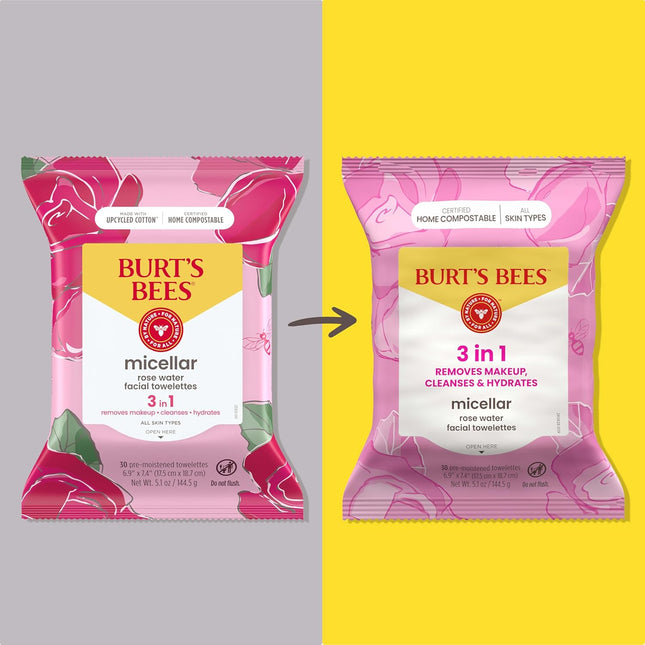 Burt'S Bees, Rose Water Face Wipes, for All Skin Types, Hydrating Micellar Makeu