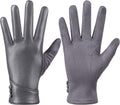 Womens Winter Leather Gloves Touch Screen Wool Lined Windproof Warm Suede Fashion Dress Gloves Large-X-Large Grey