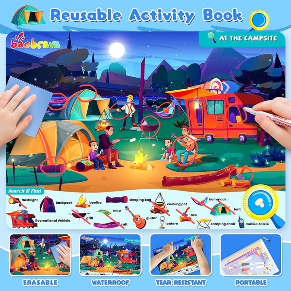 Search and Find Game Books - Flash Cards - Preschool Learning Activities for Kids Age 3-8, Travel Games for or Road Trip Car Airplane, Educational