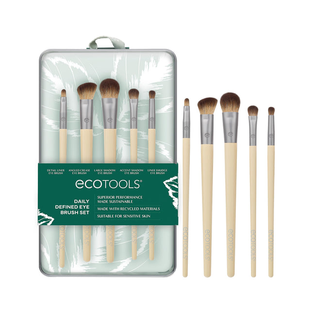 Ecotools Daily Defined Eye Brush Kit, Makeup Brushes for Liquid, Powder, & Cream