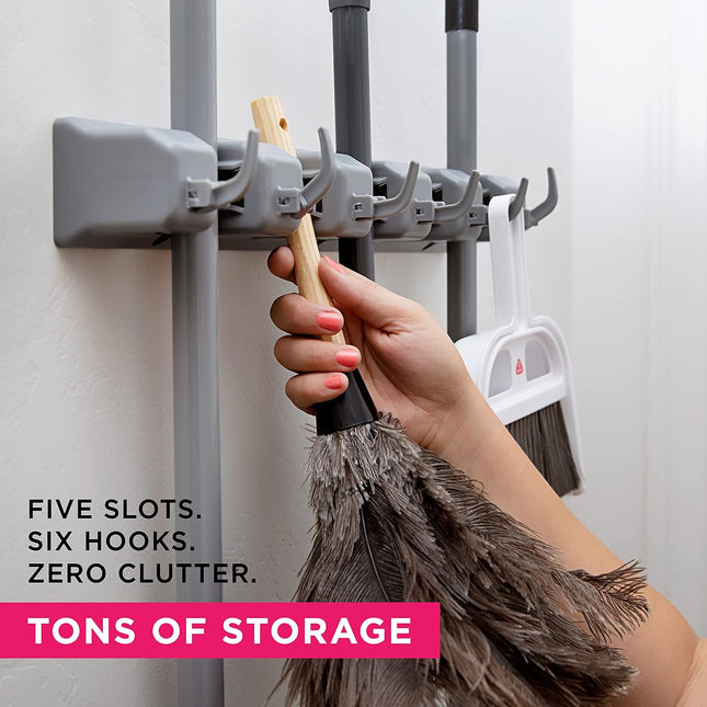 Berry Ave Broom Holder Wall Mount and Garden Tool Organizer, Closet Storage, Kit