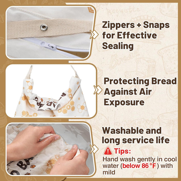 2Pcs Beeswax Bread Bags for Homemade Bread - Reusable Cotton Sourdough Breads Storage Bags, Large Beeswax Wraps Breads Storage to Keep Fresh,