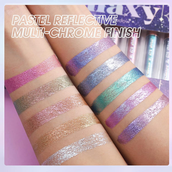 Bestland Liquid Glitter Eyeshadow Set, Multichrome Glitter Shimmer Eye Looks Waterproof Long Lasting Quick-Drying Sparkling Eye Shadow Liquid