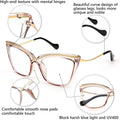 FEISEDY Women Oversized Square Blue Light Blocking Glasses Anti Eyestrain Cat Eye Fashion Eyewear B2956 Transparent Tea 55 Millimeters