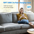 Compatible with iPhone 17/16/15 Charger Fast Charging, Dual Port 20W USB C Wall Charger Block Type C to Type C 10ft Long USB C Fast Charing Cable