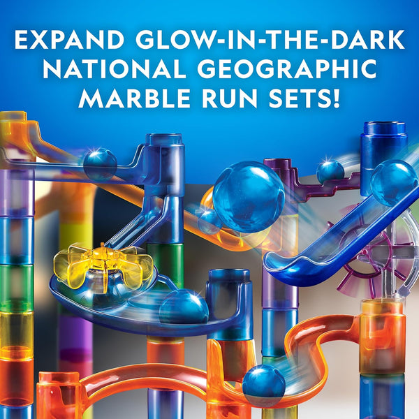 National Geographic Motorized Marble Run 150-Piece Building Set for Kids | Motorized Elevator, 30 Marbles, Storage Bag, Perpetual Motion Machine,