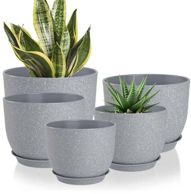 Plant Pots 10/9/8/7.5/7 Inch Flower Pots with Multi Mesh Drainage Holes, Planters for Indoor Outdoor Garden Plants and F
