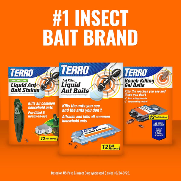TERRO Ant Killer Bait Stations T300B - Liquid Bait to Eliminate Ants - 12 Count Stations for Effective Indoor Ant Control