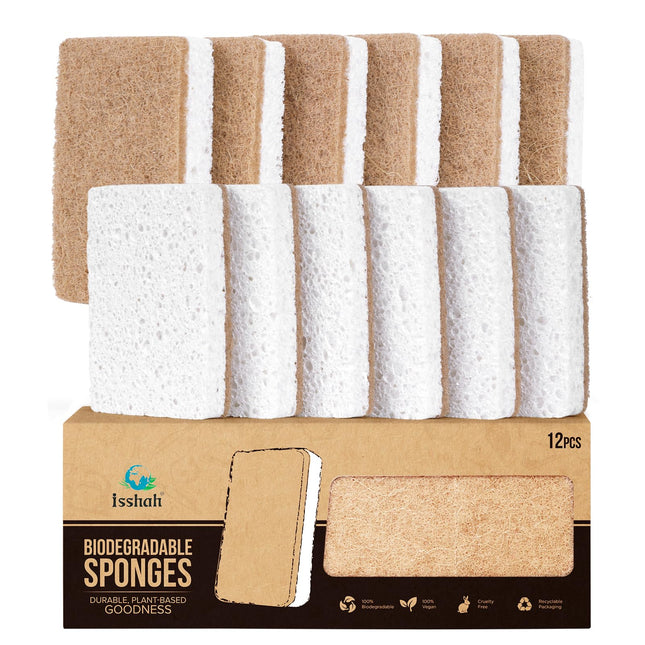 Plant-Based Kitchen Sponges - FSC Certified and PETA Approved, Natural, Eco-Frie