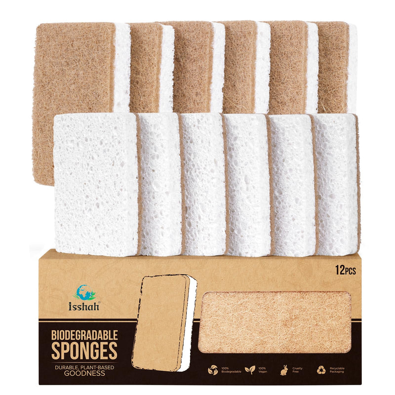 Plant-Based Kitchen Sponges - FSC Certified and PETA Approved, Natural, Eco-Friendly, Biodegradable Sisal Hemp Sponges for Dishes, Cleaning Sponge