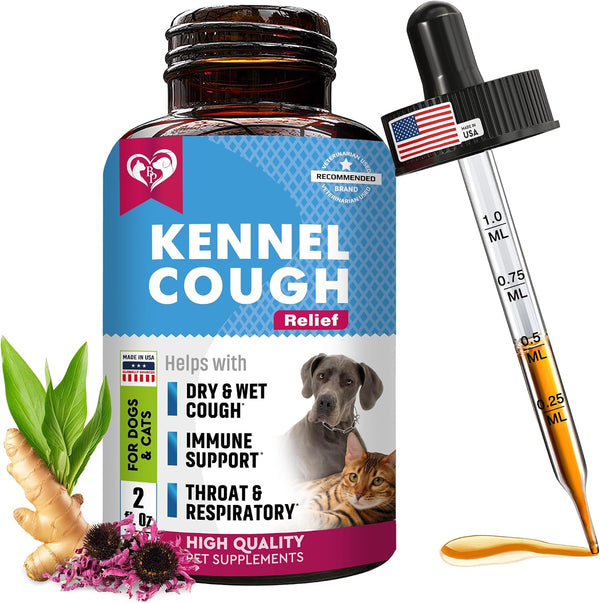 Kennel Cough Treatment & Natural Infection Medicine for Dogs & Cats - Respiratory & Cold Cough Relief - Collapse Trachea & Cat Asthma Support