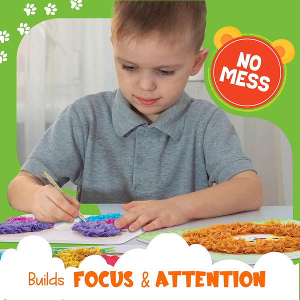jackinthebox Poke Poke Art – Animals Theme, Mess-Free Fabric Art and Craft, Flower Pressing Kits, Gift for Kids, Gift for Girls and Boys Ages 4 5
