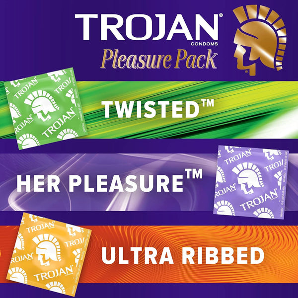Trojan Pleasure Pack Lubricated Premium Latex Condom - 3 Ea, 6 Pack