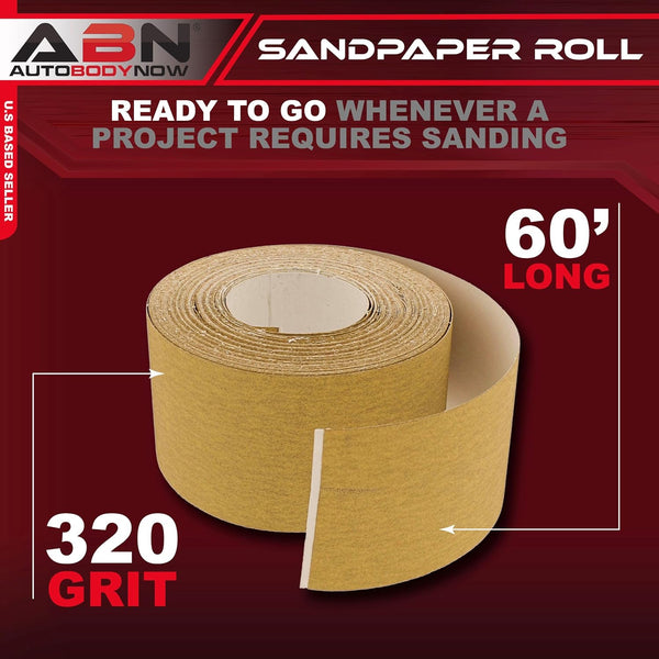 ABN Adhesive Sticky Back 320-Grit Sandpaper Roll 2-3/4in x 20 Yards Aluminum Oxide Golden Yellow Longboard Dura PSA 320 Grit