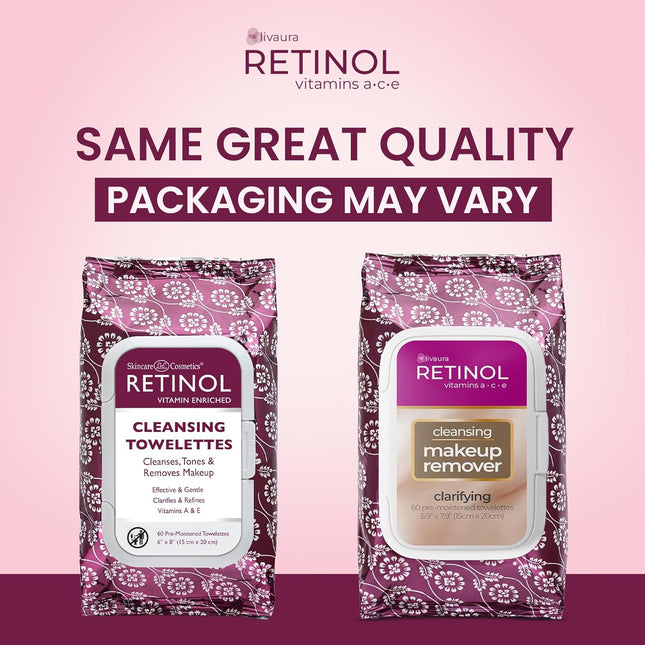 Retinol Anti-Aging Cleansing Towelettes Ã¢ÂÂ All-In-One Cleanser, Toner & Make