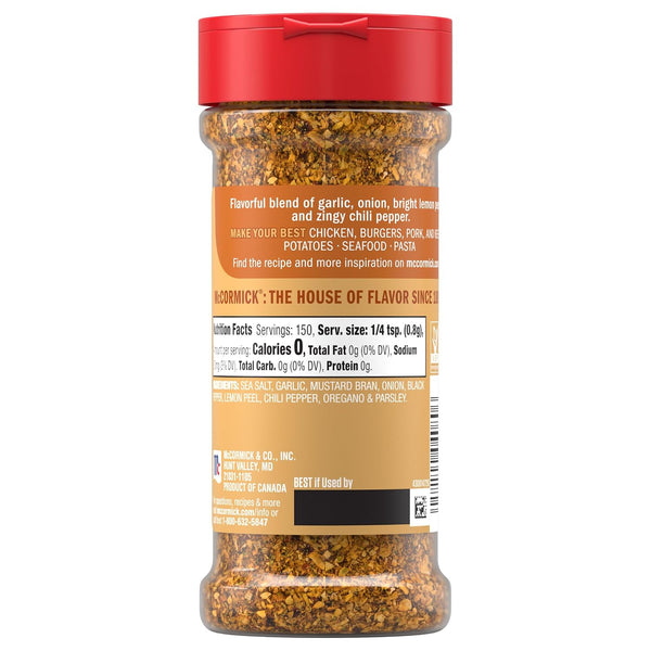 McCormick Garlic and Onion, Black Pepper and Sea Salt All Purpose Seasoning, 4.25 oz Garlic and Onion, Black Pepper and Sea Salt 4.25 Ounce (Pack