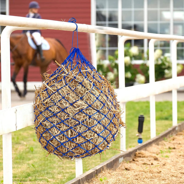 Fabbay 4 Pcs Slow Feed Hay Net Feeder Hay Bag for Horses Slow Feeder 40 Inch Length with 2 Inch Holes Hanging Horse Feed Net for Goat Cattle