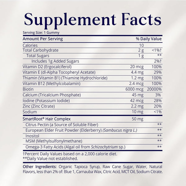 Sugarbear Hair Vitamin Gummy 2 Month Supply Extra Strength Biotin 6000Mcg, Growth for Men & Women, Vegan Vitamin B12, MSM, Inositol, Omega 3,