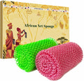 SPMKTBOZAI African Net Sponge Authentic, 2 Pieces African Exfoliating Sponge Real African Net Black Owned, African Bath Sponge Back Scrubber, Body