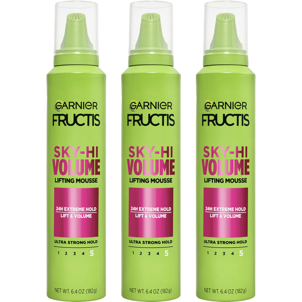 Garnier Fructis Style Sky-Hi Volume Mousse, Extreme Hold, 6.4 Oz, 3 Count (Packaging May Vary) Not Specified 6.4 Fl Oz (Pack of 3)