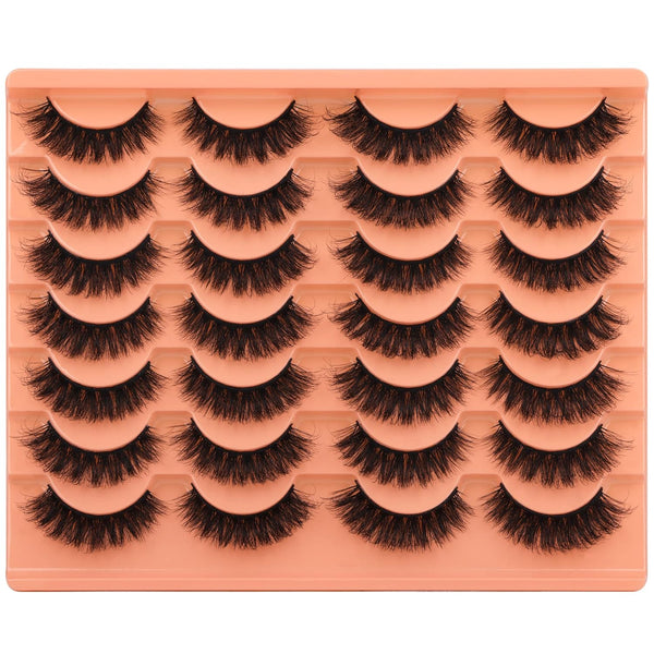 Short Lashes Natural Look False Eyelashes Thick Volume Faux Mink Lashes Pack Wispy Strip Fake Eyelashes Cat Eye Lashes That Look like Extensions