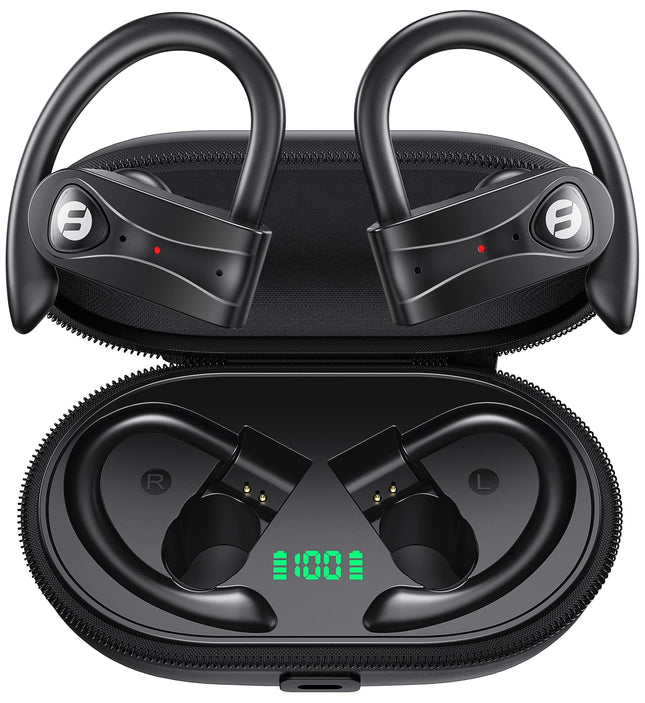 Wireless Earbuds 4 Mic Clear Call Bluetooth Headphones Wireless Charging Case Stereo Bass Sound 60H Playtime over Ear Ea