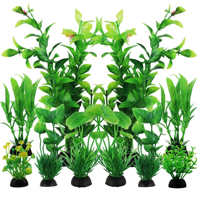 Pietypet Fish Tank Accessories Green Plants, 10Pcs Green Fish Tank Decorations, 