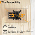 Perlegear Lockable RV TV Mount for 13–43 inch TVs up to 44 lbs, Full Motion RV TV Wall Mount with Swivel, Tilt, Pull Cord Lock, RV TV Mount for