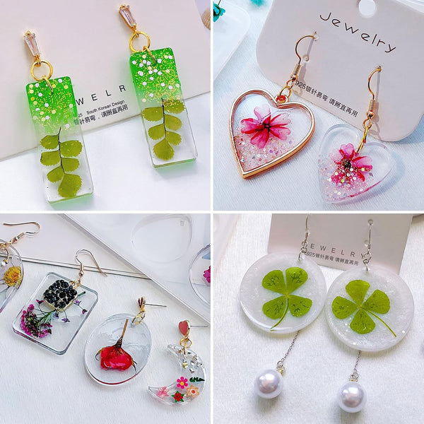 Resin Jewelry Molds, 128 Pcs Multiple UV Resin Earring Mold with Holes, Basic Epoxy Keychain Kits Bundle Complete Set, Necklace Pendant Moldes