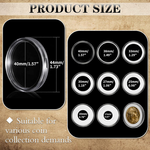 63PCS Silver Dollar Coin Holder, Clear Coin Capsules, Coin Holders for Collectors, Plastic Coin Case for Morgan Silver Dollar, Coin Protectors