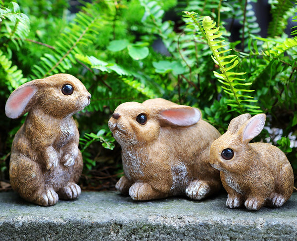 LEGIFO Bunny Decor Yard Decorations Outdoor Set of 3, Bunny Decorations for Home Garden Outdoor Statues, Easter Rabbit Figurines mom Gifts Brown