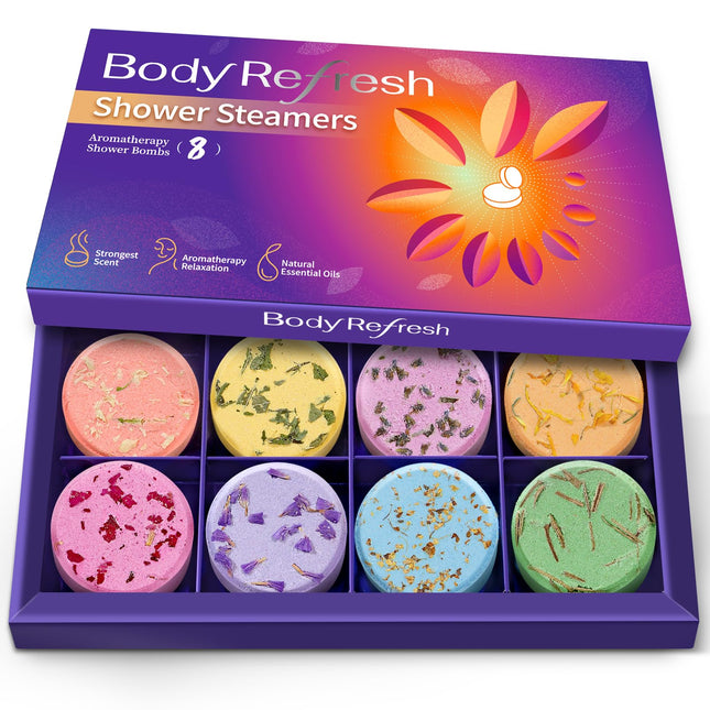 Shower Steamers Aromatherapy - 8 Pack Shower Bombs with Natural Essential Oils, 