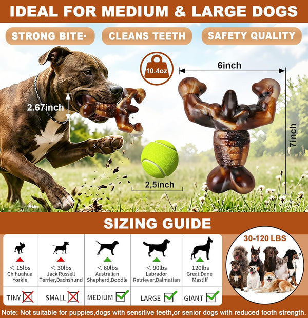 MOXIKIA Heavy Duty Dog Chew Toy for Aggressive Chewers, Medium Large Breed | Durable Bacon Flavored Bone, Tough Nylon, Keep Busy