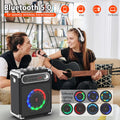 JYX Karaoke Machine with Two Wireless Microphones, Portable Bluetooth Speaker with Bass/Treble Adjustment, PA System with Remote Control, LED
