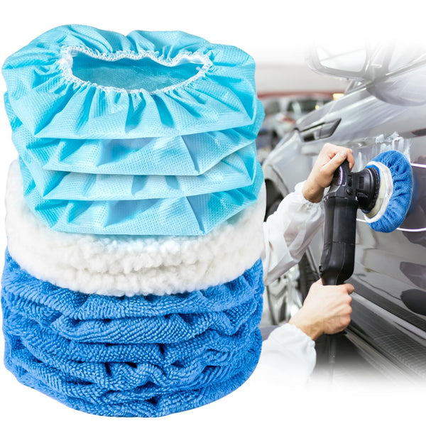 Sukh 12PCS Car Buffing Pads - Car Polishing Bonnet Pad Buffing Pads 5 to 6 Inches Microfiber Polish Pads Orbital Buffer Pads Wax Cover Kit for