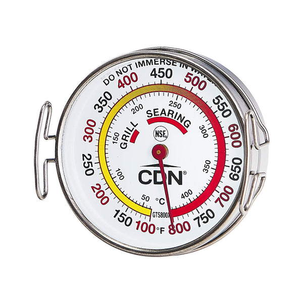CDN Grill Surface Thermometer | Proaccurate®, Temperature Zones, High Heat, Color-Coded Scale - Laboratory Glass Lens - Perfect for Grill, BBQ,