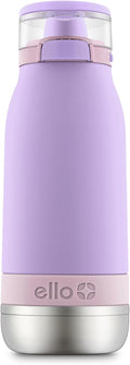 Ello Emma 14Oz Vacuum Insulated Stainless Steel Kids Water Bottle with Straw and Built-In Carrying Handle and Leak-Proof Locking Lid for School