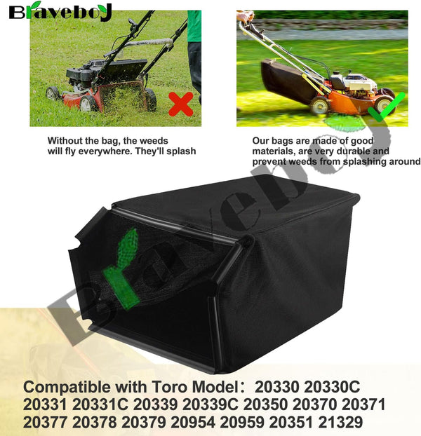 115-4664 Grass Bag - NO Metal Frame - by Braveboy, Compatible with Toro Lawn Mower XT675 59307 22" Lawn Mower 2009, Fits Model 20330 20331 20370