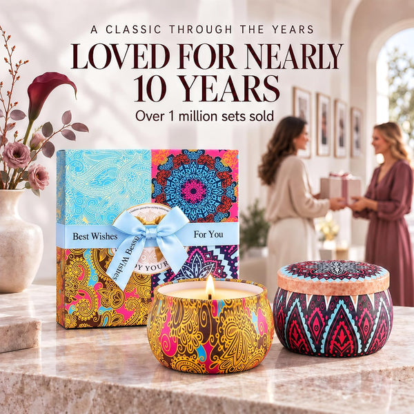 Scented Candles Gift Set for Women, 4 Pack Soy Wax Candles for Home Scented 4-Pack Classic Gift Set