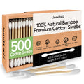 Jenvita 100% Bamboo Cotton Swabs for Ears (500-Pack) - Perfect for Baby & Personal Care | Double-Tipped Ear Swabs Cotton for Makeup & Cleaning |