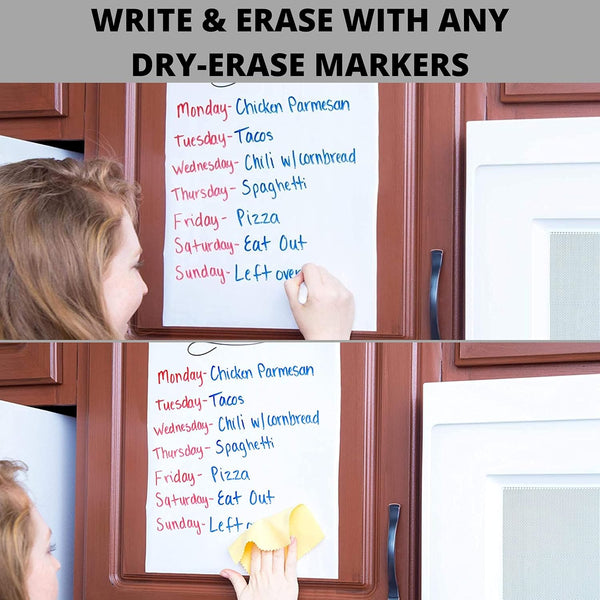Kassa Reusable & Removable White Board Wallpaper | 1.4Ft X 8Ft Self Adhesive Dry Erase Contact Paper | 3 Markers & Eraser Cloth Included | for